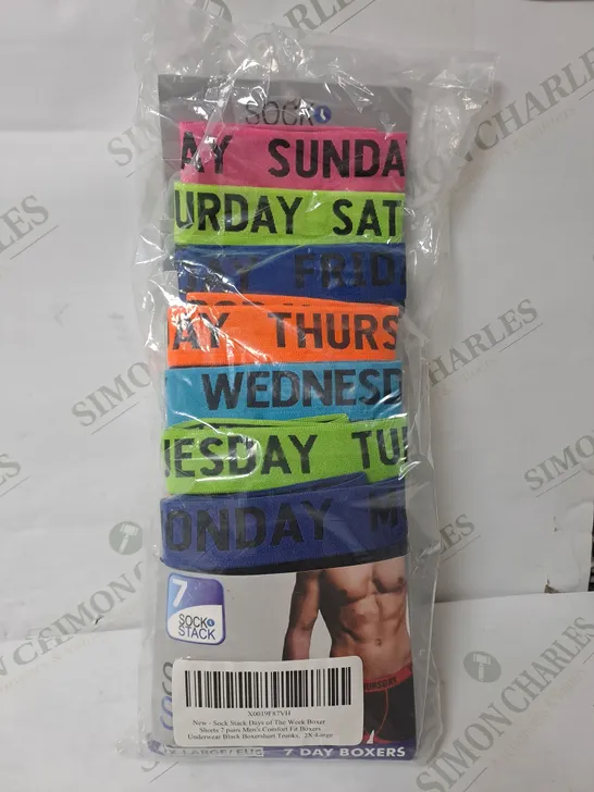 SEALED 7 SOCK STACK MENS 7 PAIRS OF THE WEEK BOXERS - 2XL