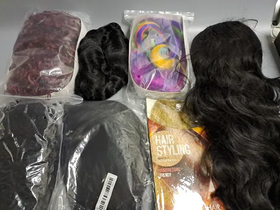 LOT OF 11 ASSORTED WIG AND HAIR PIECE ITEMS 