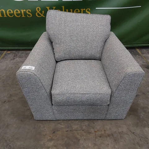 DESIGNER SINGLE ARMCHAIR IN GREY FABRIC