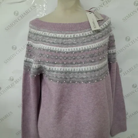 ROMAN FAUX PEARL FAIRISLE JUMPER - SIZE14