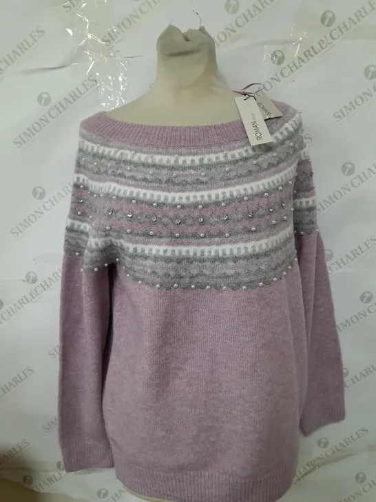 ROMAN FAUX PEARL FAIRISLE JUMPER - SIZE14