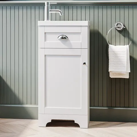 BOXED BAXENDEN 392MM CLOAKROOM VANITY UNIT - MATT WHITE 