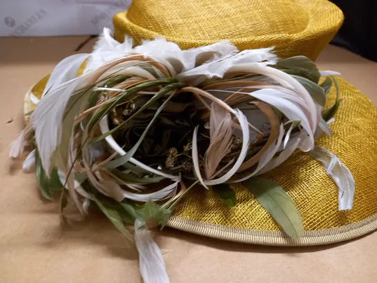 OCCASIONAL EMBELLISHED SUMMER HAT IN YELLOW 