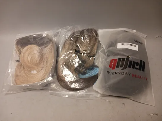 BOX OF ASSORTED HAIR EXTENSION OF VARIOUS COLOURS, LENGTHS, AND STYLES 