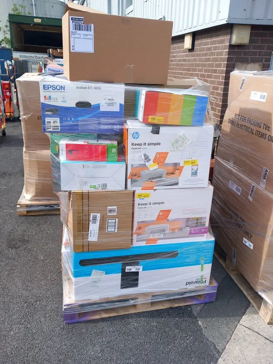 PALLET OF ASSORTED ELECTRICALS TO INCLUDE; POLAROID SOUNDBAR, EPSON PRINTER, MIX IN EAR EARPHONES AND FIRE TV STICK