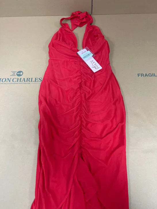 OH POLLY RED DRESS WITH OVERHEAD STRAP SIZE 8