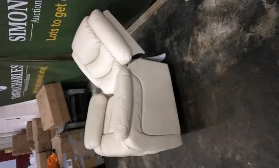 DESIGNER OFF WHITE LEATHER POWER RECLINER ARMCHAIR