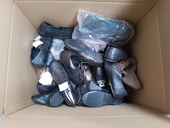 BOX OF APPROXIMATELY 10 ASSORTED PAIRS OF SHOES IN VARIOUS SIZES, COLOURS AND STYLES