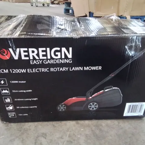 BOXED SOVEREIGN 32CM 1200W ELECTRIC ROTARY LAWN MOWER