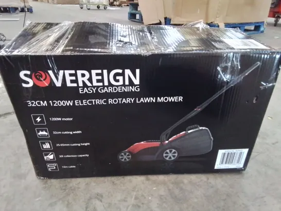 BOXED SOVEREIGN 32CM 1200W ELECTRIC ROTARY LAWN MOWER