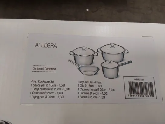 BOXED TRAMONITA ALLEGRA 4 PIECE STAINLESS STEEL COOKWARE SET (1 BOX)