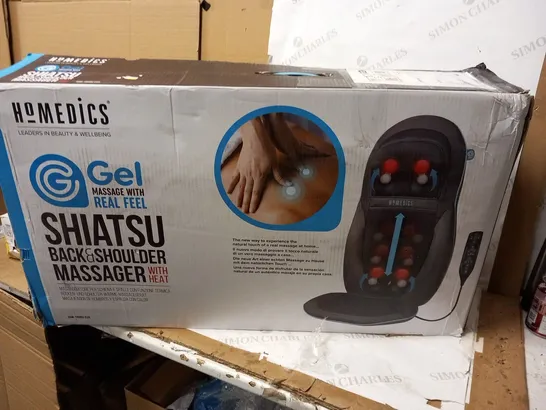 BOXED HOMEDICS GEL MASSAGE WITH REAL FEEL SHIATSU BACK AND SHOULDER MASSAGER WITH HEAT SGM-1600H-EUX