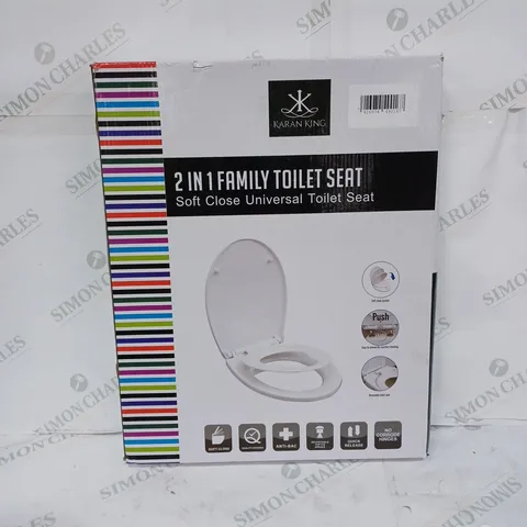 KARAN KING 2 IN 1 FAMILY TOILET SEAT SOFT CLOSE UNIVERSAL TOILET SEAT - WHITE