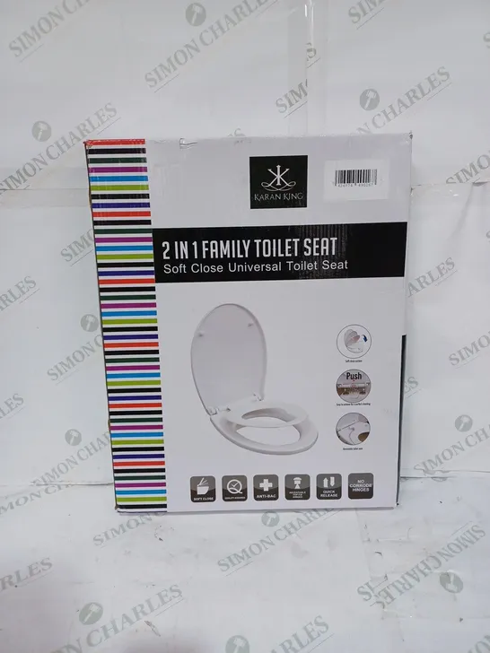 KARAN KING 2 IN 1 FAMILY TOILET SEAT SOFT CLOSE UNIVERSAL TOILET SEAT - WHITE