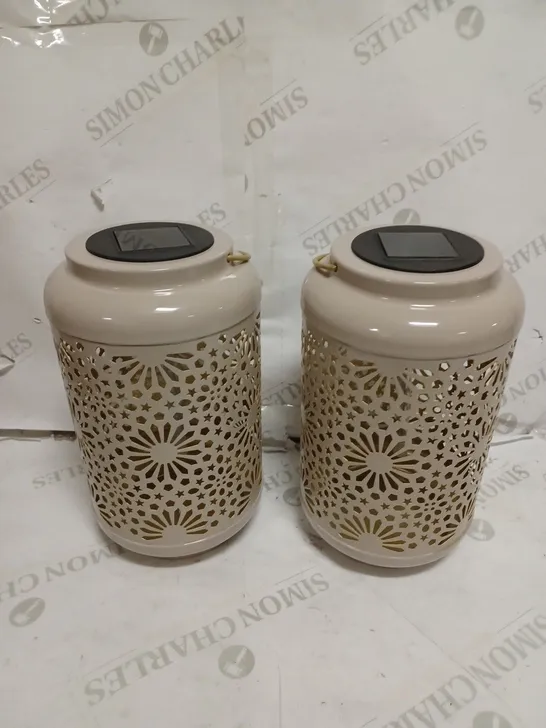 GARDEN REFLECTIONS SET OF 2 PATTERNED SOLAR LANTERNS