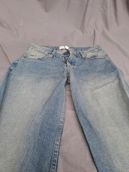 MOTEL DENIM ROOMY LOWRISE EXTREME BLUE GREEN JEANS - W26 L32