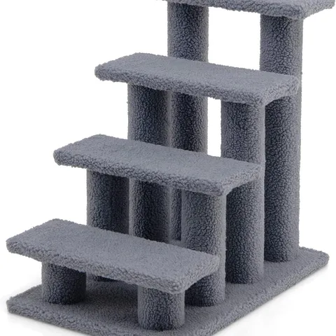 BOXED 24-INCH 4-STEP PET STAIRS CARPETED LADDER RAMP SCRATCHING POST CAT TREE CLIMBER