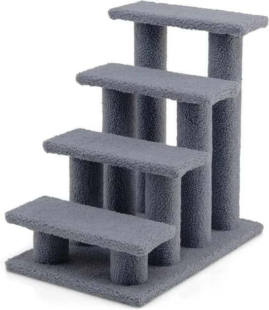 BOXED 24-INCH 4-STEP PET STAIRS CARPETED LADDER RAMP SCRATCHING POST CAT TREE CLIMBER