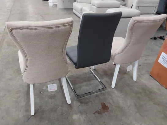 THREE ASSORTED UPHOLSTERED DINING CHAIRS 