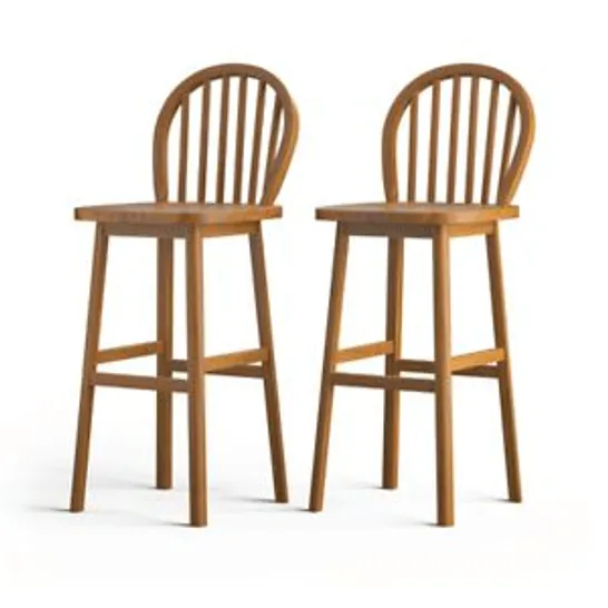 BOXED COSTWAY WOOD COUNTER HEIGHT CHAIR SET OF 2 WITH MID-BACK FOR BAR KITCHEN - 29 INCHES