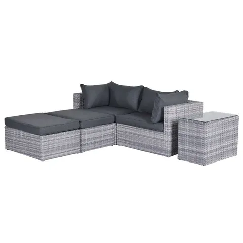 VINCE 4 - PERSON GARDEN LOUNGE SET WITH CUSHIONS - GREY (5 ITEMS)