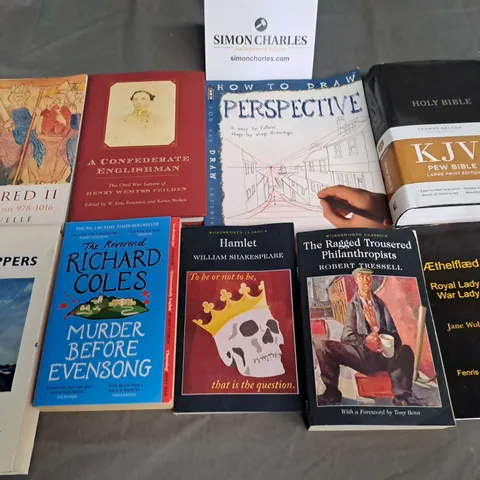 LOT OF APPROXIMATELY 20 ASSORTED BOOKS TO INCLUDE WORLD ATLAS, DRAWING TECHNIQUES AND ROMES REVOLUTION