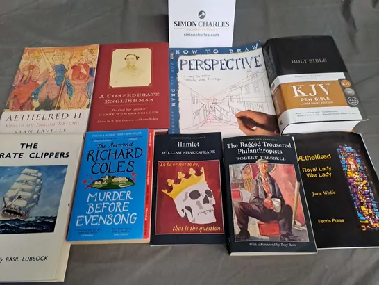 LOT OF APPROXIMATELY 20 ASSORTED BOOKS TO INCLUDE WORLD ATLAS, DRAWING TECHNIQUES AND ROMES REVOLUTION