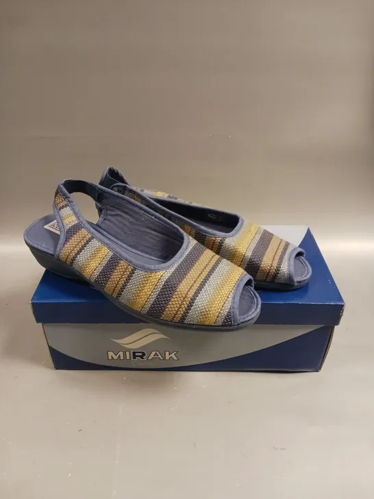 BOXED PAIR OF MIRAK CLASSIC CARLA OPEN TOE SHOES IN BLUE - 6	