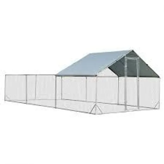 BOXED LARGE METAL WALK-IN CHICKEN COOP WITH WATERPROOF AND SUN-PROOF COVER