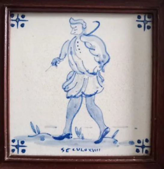 FRAMED ANTIQUE PORTUGUESE BLUE TILE