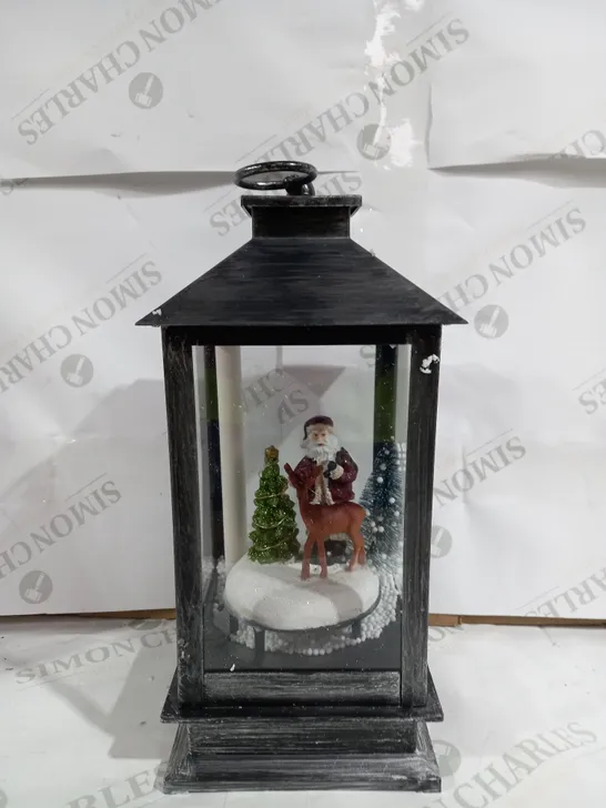 SANTA EXPRESS PRE-LIT MUSICAL SNOW BLOWING WINTER LANDSCAPE LANTERN