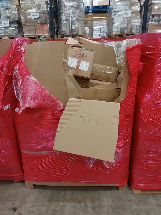 PALLET OF ASSORTED HOUSEHOLD ITEMS AND CONSUMER PRODUCTS TO INCLUDE; BOXED FURNITURE ETC 