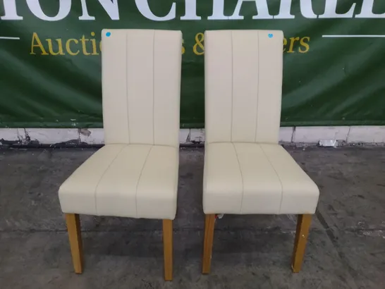 SET OF 2 NEW CARRICK IVORY LEATHER DINING CHAIR (OAK LEG)