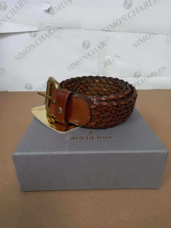 BOXED MULBERRY WOVEN BELT IN BROWN LEATHER ONE SIZE