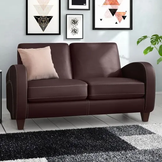 BOXED ELLISURG 2 SEATER VEGAN LEATHER SOFA - CHESTNUT (1 BOX)