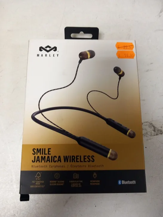 BOXED HOUSE OF MARLEY SMILE JAMAICA WIRELESS BLUETOOTH EARPHONES