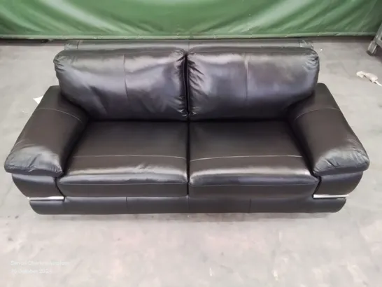 QUALITY DESIGNER PRIMO LEATHER BLACK 2 SEATER SOFABED 