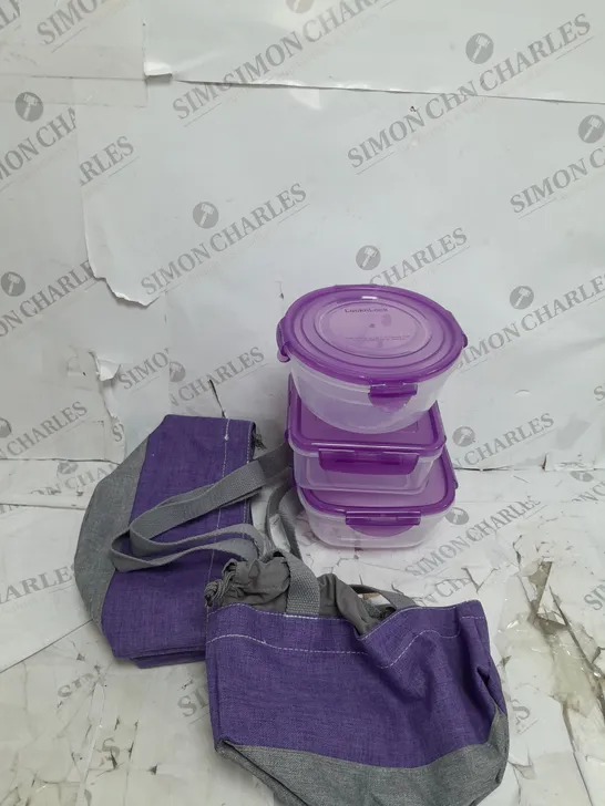 LOCKNLOCK SET 3 MINI TUPPERWARE AND TOTES IN PURPLE 