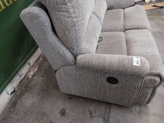 QUALITY BRITISH DESIGNER G PLAN NEWMARKET POWER RECLINING TWO SEATER SOFA COPPICE ASH FABRIC 