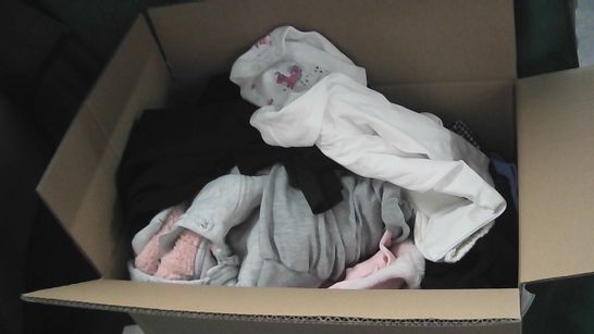 BOX OF ASSORTED GIRLS CLOTHING TO INCLUDE JUMPERS, SOCKS,PYJAMAS