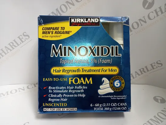 KIRKLAND SIGNATURE MINOXIDIL TOPICAL AEROSOL, 5% FOAM HAIR REGROWTH TREATMENT (APPROX 6 X 60G = 360G)