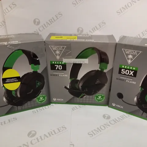 BOX OF 3 TURTLE BEACH WIRED GAMING HEADSETS INCLUDING 2X RECON 50X (XBOX) AND RECON 70 (XBOX)