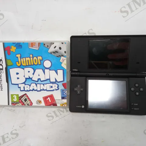 NINTENDO DSI TWL-001 CONSOLE HANDHELD IN BLACK & JUNIOR BRAIN TRAINER