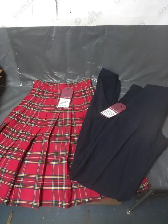 APPROXIMATELY 50 SCHOOL WEAR ITEMS TO INCLUDE SKIRTS AND TROUSERS. ASSORTED COLOURS, SIZES AND STYLES