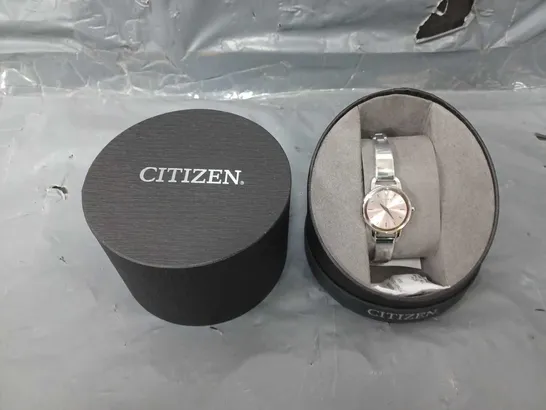 CITIZEN QUARTZ PINK MOTHER OF PEARL DIAL STAINLESS STEEL LADIES WATCH