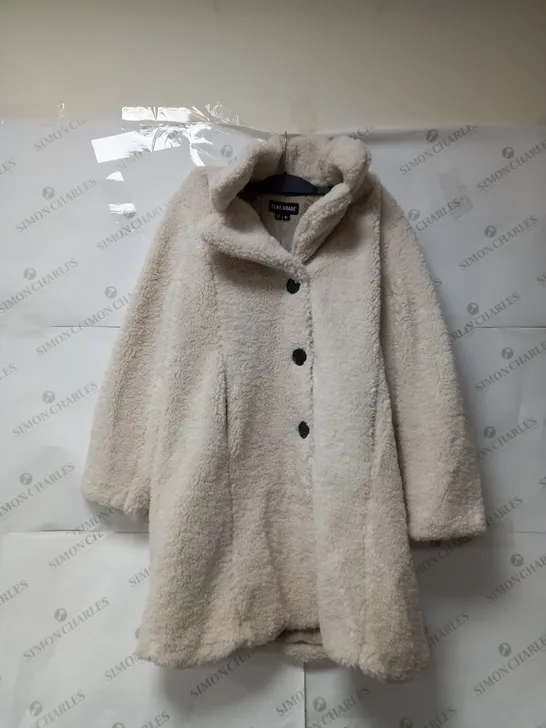 CENTIGRADE TEDDY LONGLINE COAT IN CREAM SIZE XL