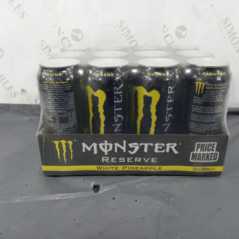 12 PACK OF MONSTER RESERVE WHITE PINEAPPLE 500ML 