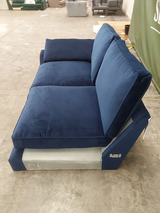 DESIGNER STAMFORD PLUSH VELVET NAVY CORNER SOFA PART WITH CUSHIONS - INCOMPLETE SOFA PIECE