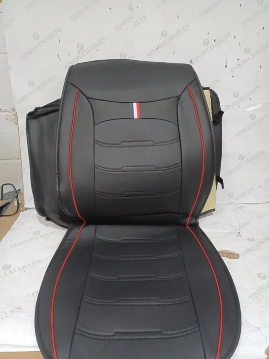 BOXED SET OF 2 CAR SEAT COVERS WITH FRENCH FLAG IN BLACK