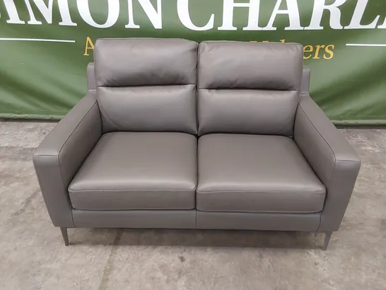 QUALITY DESIGNER ITALIAN MADE ALESSANDRO 2 SEATER SOFA IN GREY ANTHRACITE LEATHER